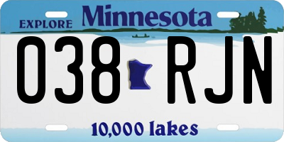 MN license plate 038RJN