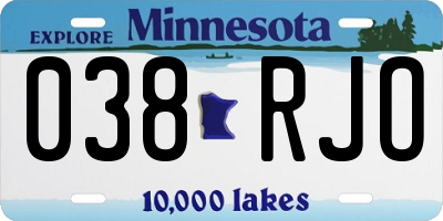MN license plate 038RJO