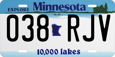MN license plate 038RJV