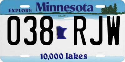 MN license plate 038RJW