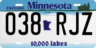 MN license plate 038RJZ