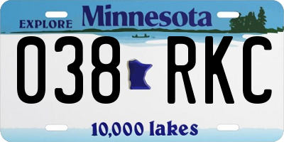 MN license plate 038RKC