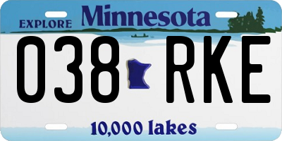 MN license plate 038RKE