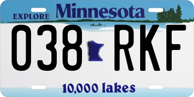 MN license plate 038RKF