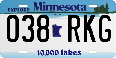 MN license plate 038RKG