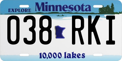 MN license plate 038RKI
