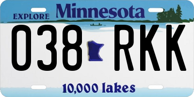 MN license plate 038RKK