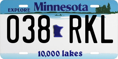 MN license plate 038RKL