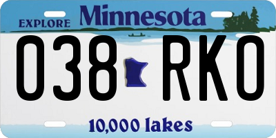 MN license plate 038RKO