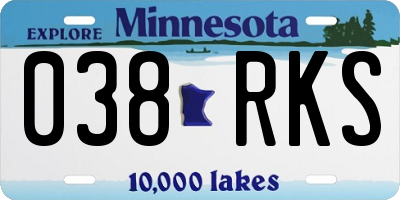 MN license plate 038RKS