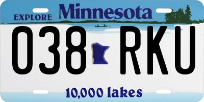 MN license plate 038RKU