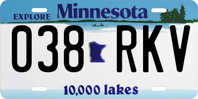 MN license plate 038RKV
