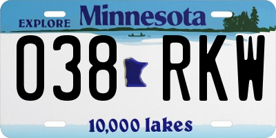 MN license plate 038RKW