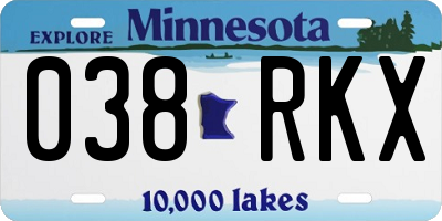 MN license plate 038RKX