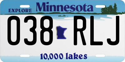 MN license plate 038RLJ