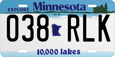 MN license plate 038RLK