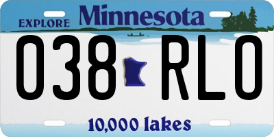 MN license plate 038RLO