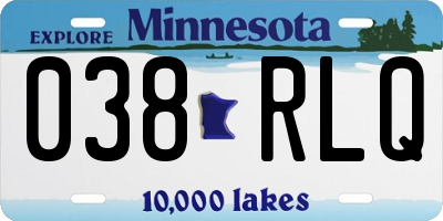 MN license plate 038RLQ