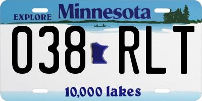 MN license plate 038RLT