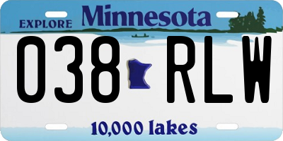 MN license plate 038RLW