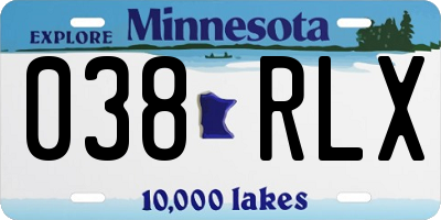 MN license plate 038RLX