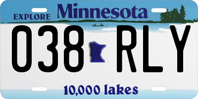 MN license plate 038RLY