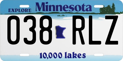 MN license plate 038RLZ