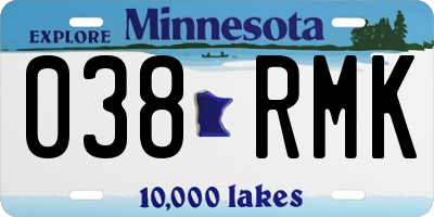 MN license plate 038RMK