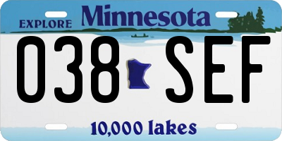MN license plate 038SEF