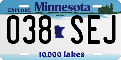 MN license plate 038SEJ