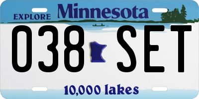 MN license plate 038SET