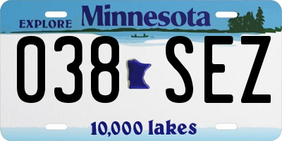 MN license plate 038SEZ