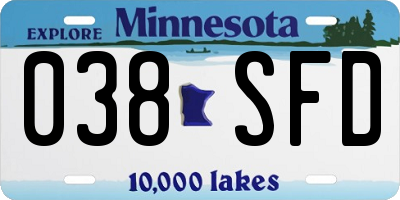 MN license plate 038SFD