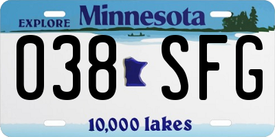 MN license plate 038SFG
