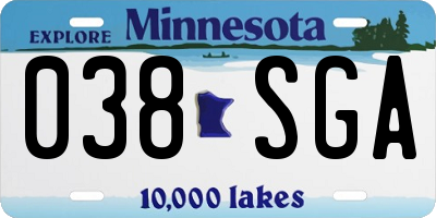 MN license plate 038SGA