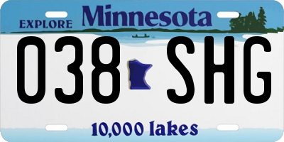 MN license plate 038SHG