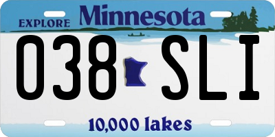 MN license plate 038SLI