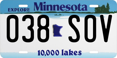 MN license plate 038SOV