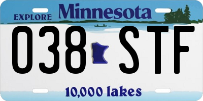 MN license plate 038STF