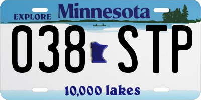 MN license plate 038STP