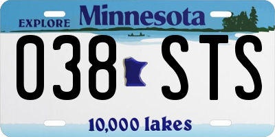 MN license plate 038STS