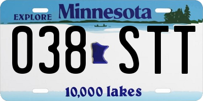 MN license plate 038STT