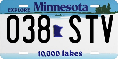 MN license plate 038STV