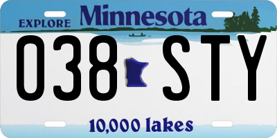 MN license plate 038STY