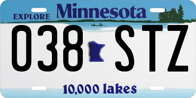 MN license plate 038STZ