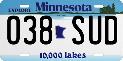 MN license plate 038SUD