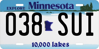 MN license plate 038SUI