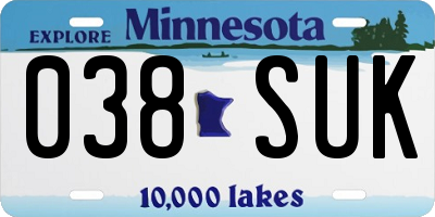MN license plate 038SUK