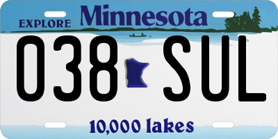 MN license plate 038SUL