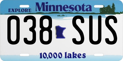 MN license plate 038SUS